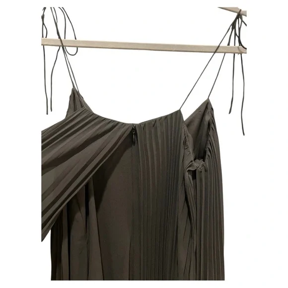 Halston Heritage Black Pleated Evening Gown Goddess Maxi Dress Size 2 - Picture 8 of 15